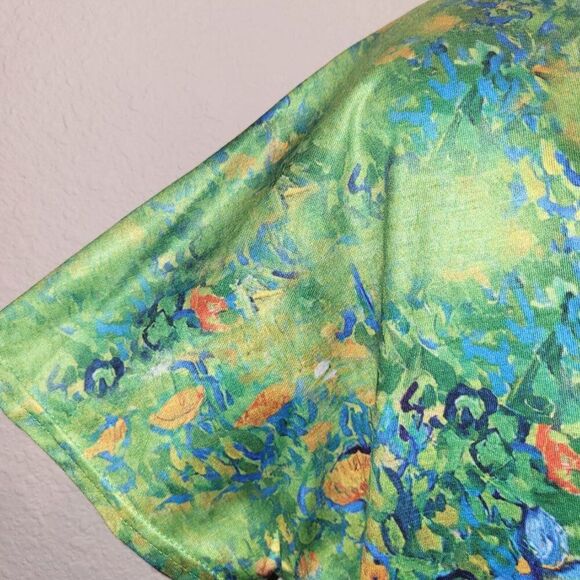 NEW Van Gogh Woman's Medium T-Shirt Round Neck Short Sleeves Green Blue Orange - Picture 7 of 8